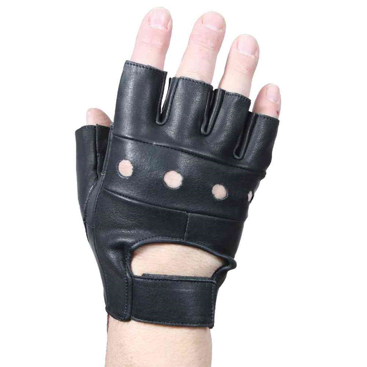 Rothco Black Leather Biker Gloves - 3498