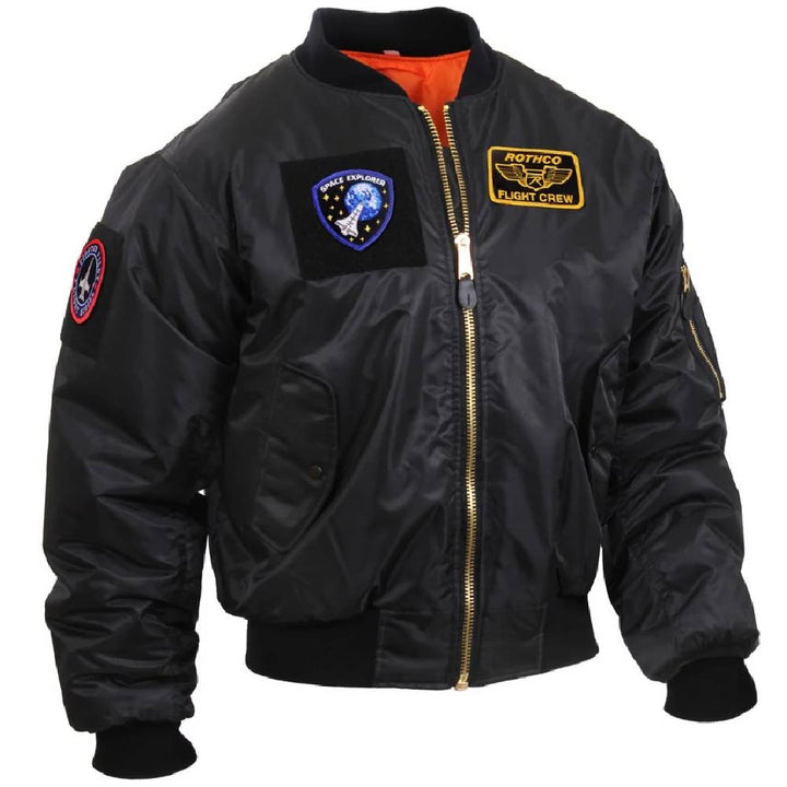 Rothco Black MA-1 Flight Jacket with Patches 7250