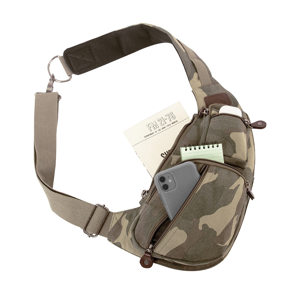Rothco Woodland Camo Crossbody Canvas Sling Bag 24983
