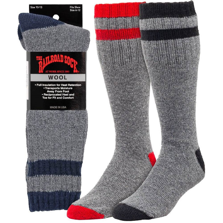 Railroad Socks Outdoor Striped Wool Boot Socks 2962