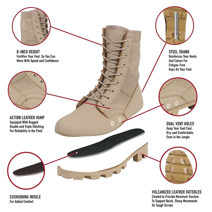 Rothco Desert Tan Classic Military Jungle Boots - 5909