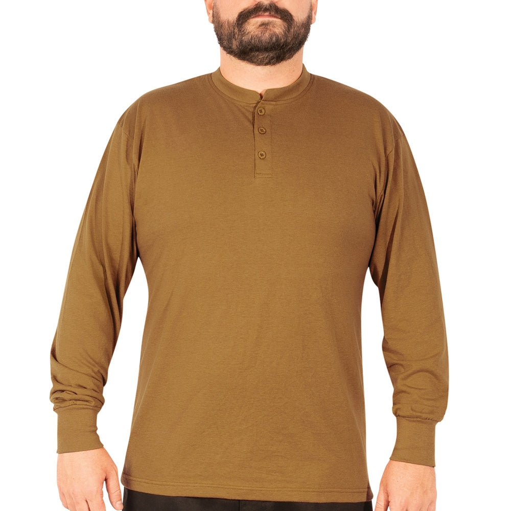 Rothco Brown Long Sleeve Henley T-Shirt 21030