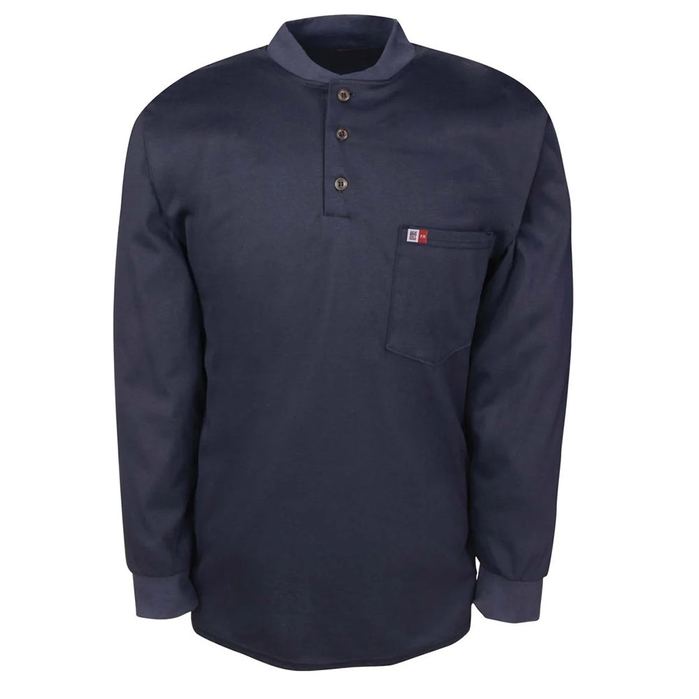 Big Bill Flame Resistant HRC2 Long Sleeve Buttoned Henley Work T-Shirt DW18KI6