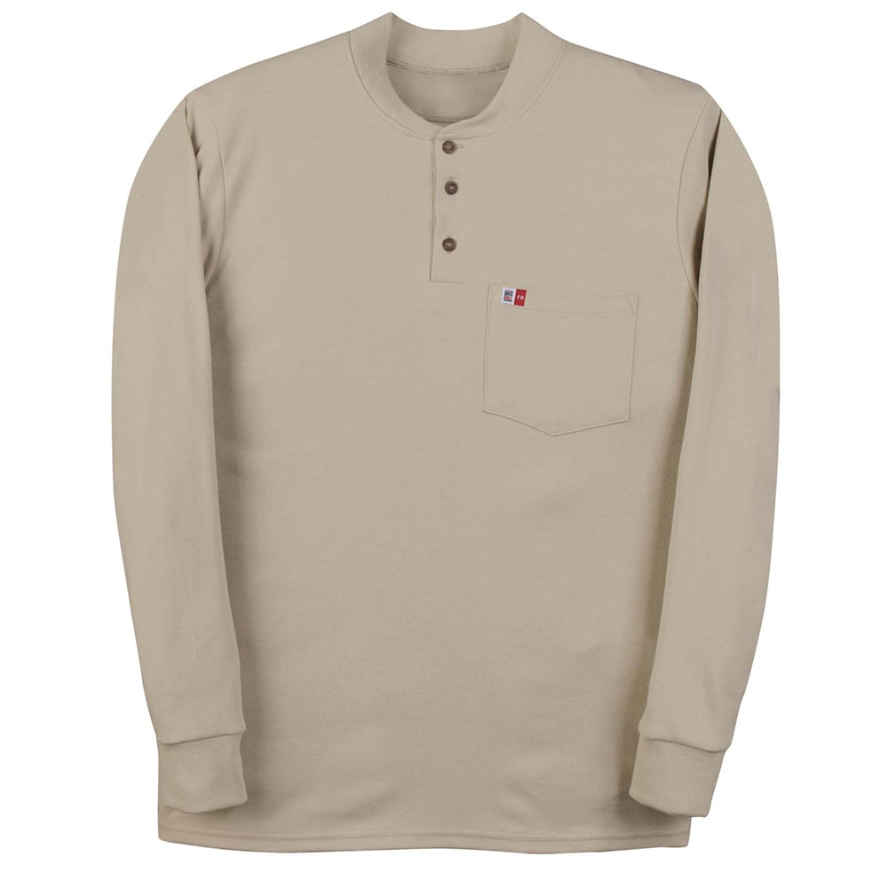Big Bill Flame Resistant HRC2 Long Sleeve Buttoned Henley Work T-Shirt DW18KI6