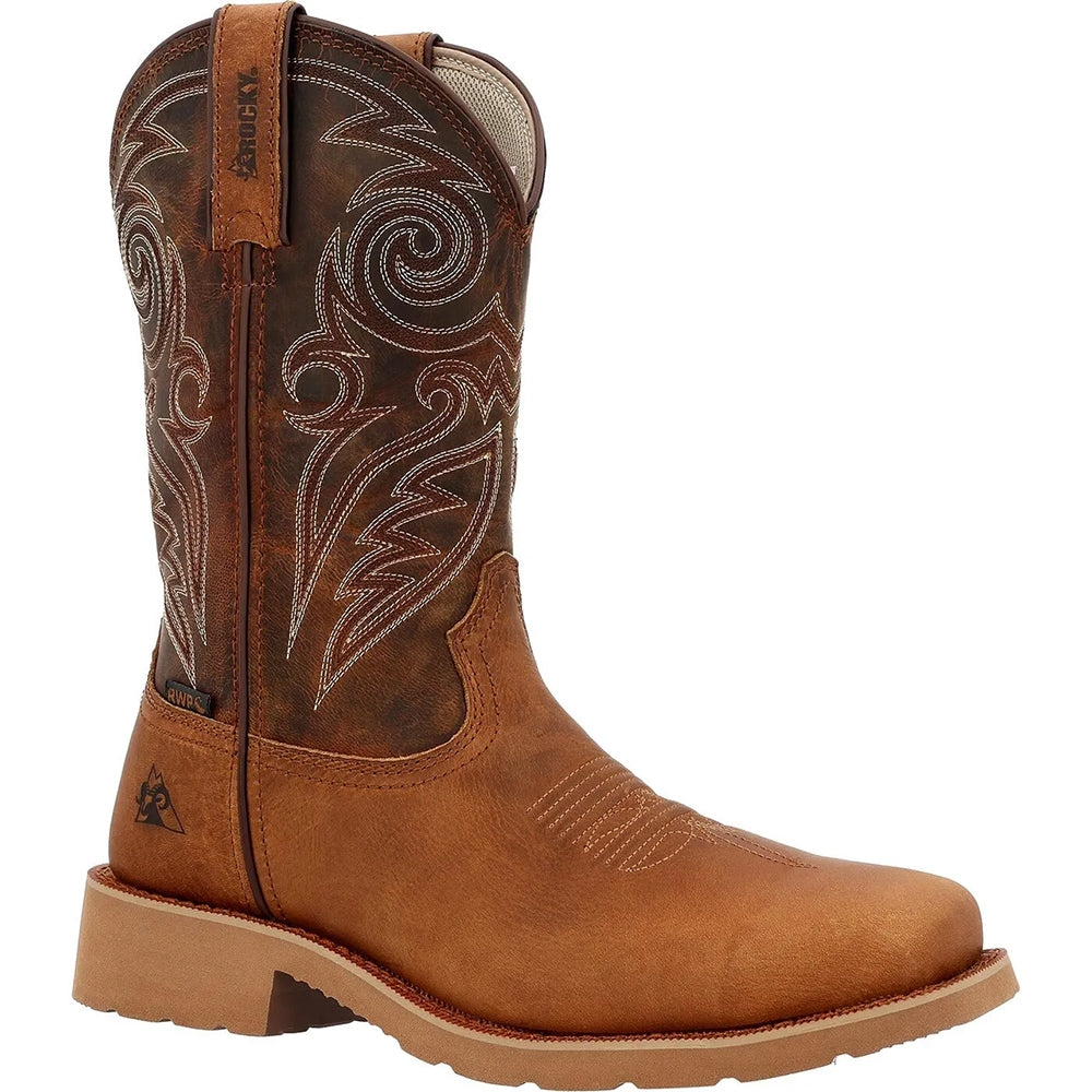 Rocky MonoCrepe Square Steel Toe Waterproof Pull On Slip Resistant Western Boot RKW0431