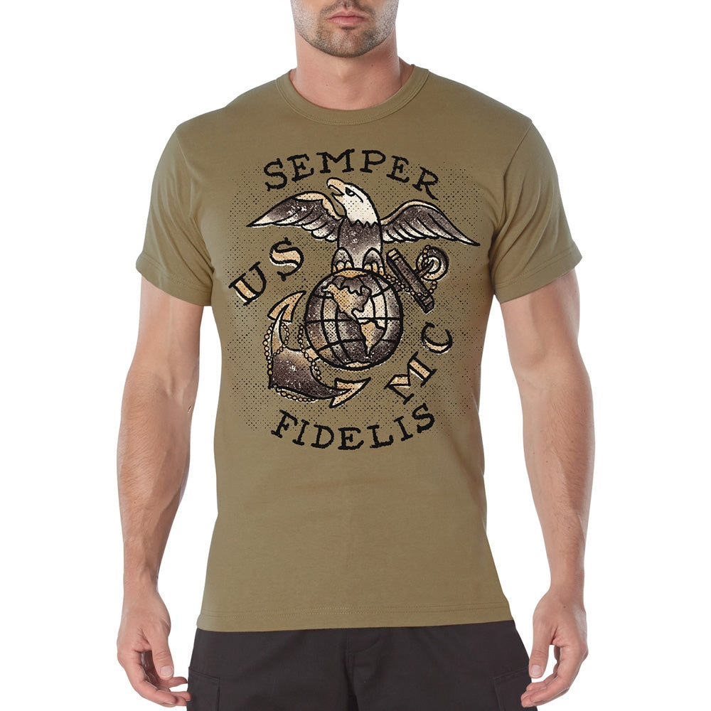 Rothco Coyote USMC Semper Fidelis T-shirt 11780