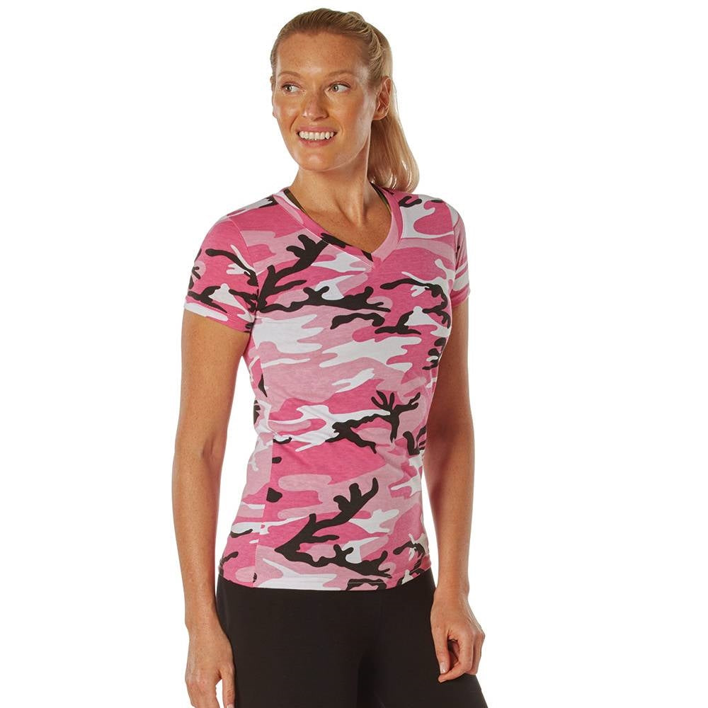 Rothco 5654 Women Pink Camo V-Neck T-Shirt