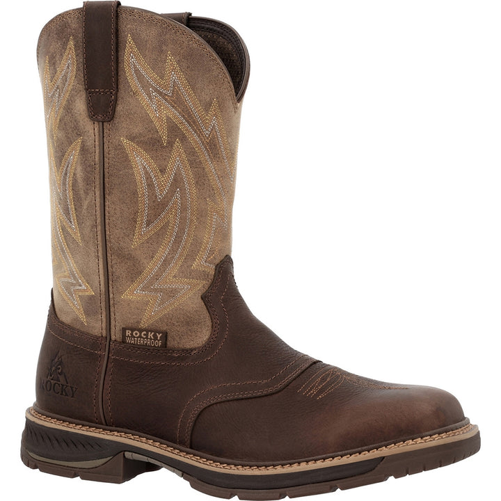 Rocky Ride LTE Soft Toe Waterproof Pull On Slip Resistant Western Work Boot RKW0476