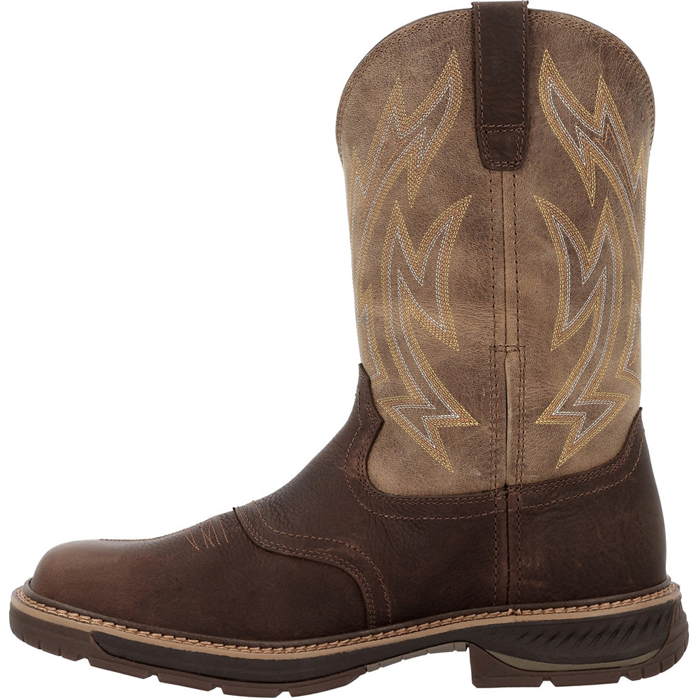 Rocky Ride LTE Soft Toe Waterproof Pull On Slip Resistant Western Work Boot RKW0476