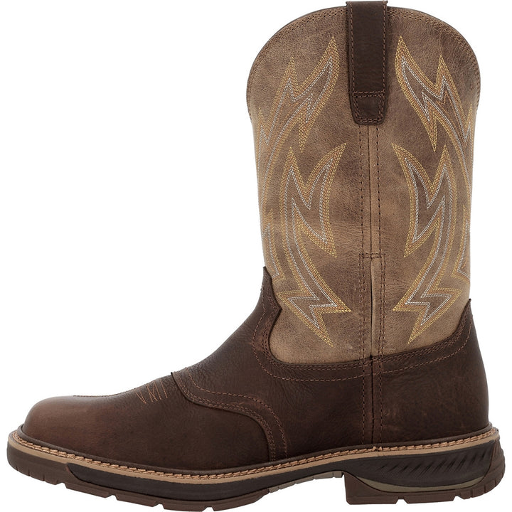 Rocky Ride LTE Soft Toe Waterproof Pull On Slip Resistant Western Work Boot RKW0476