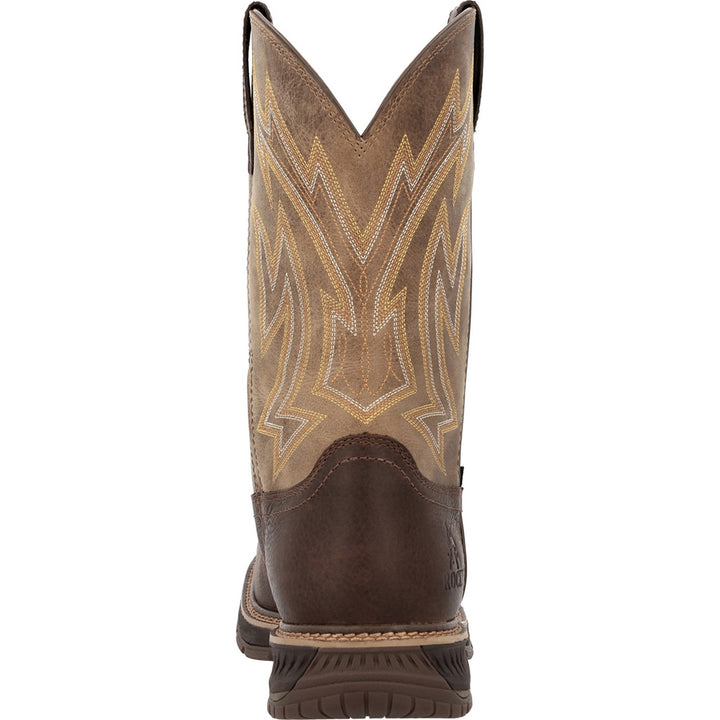 Rocky Ride LTE Soft Toe Waterproof Pull On Slip Resistant Western Work Boot RKW0476