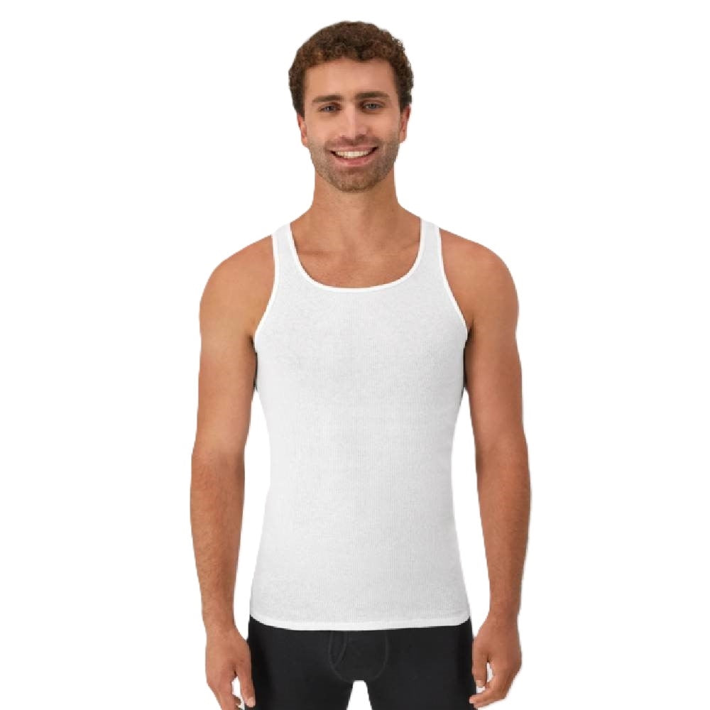 Hanes 6 Pack White Tank Undershirt - 372AP6
