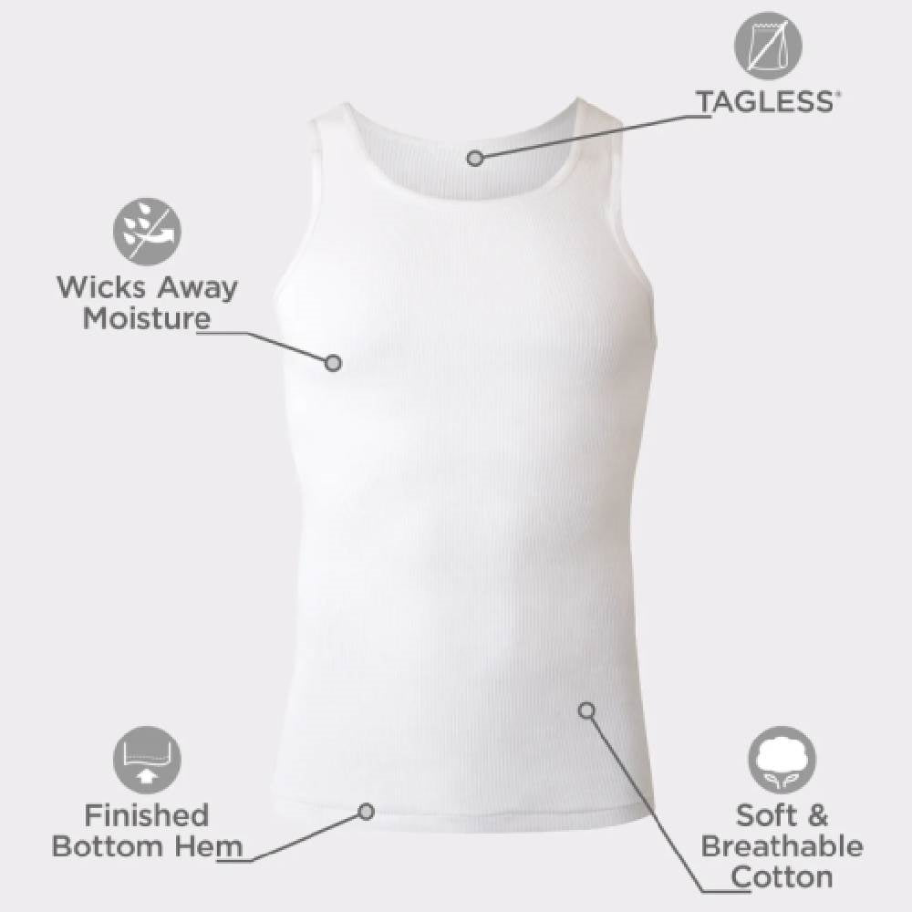 Hanes 6 Pack White Tank Undershirt - 372AP6