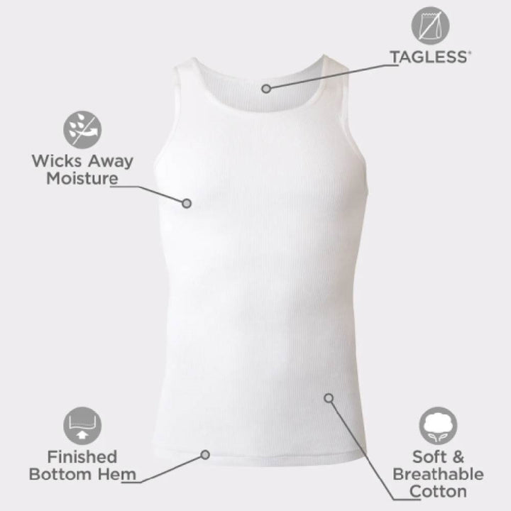 Hanes 6 Pack White Tank Undershirt - 372AP6