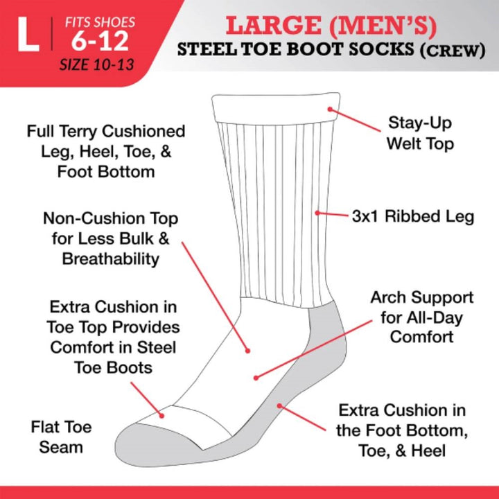 Railroad Socks Steel Toe Boot Crew Socks 6124
