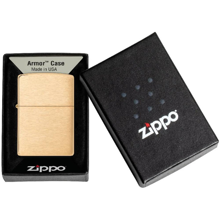 Zippo Armor Brushed Brass Lighter - 168