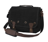 Rothco Black Leather Canvas Laptop Bag - 9682