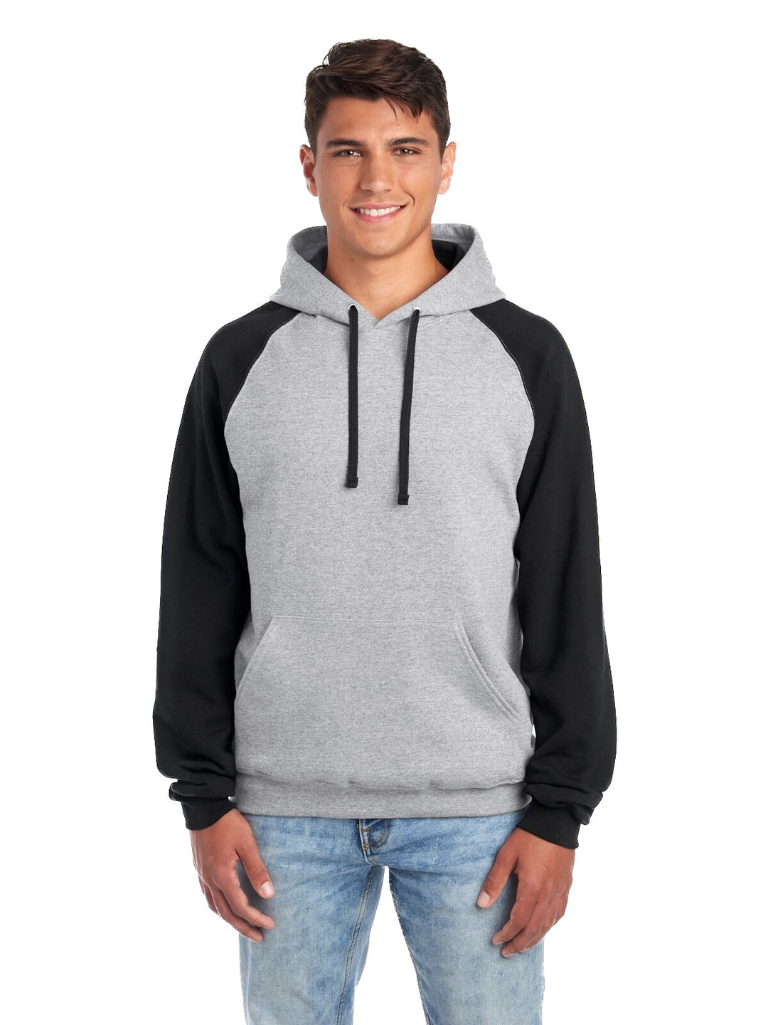 Jerzees 96CR Oxford / Black color-block hoodie - original front photo