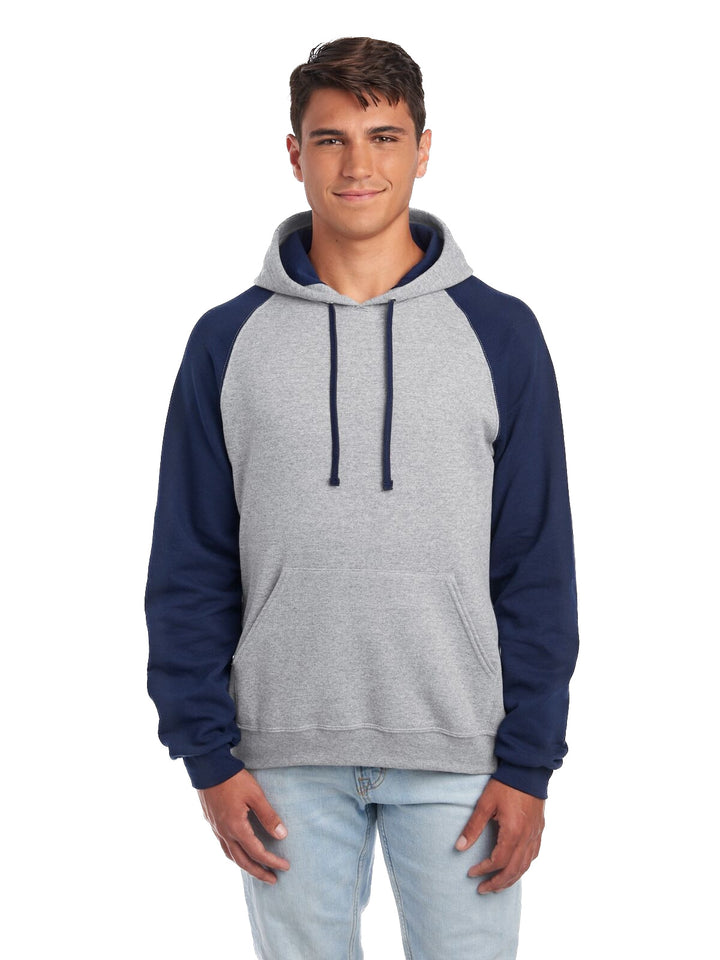 Jerzees 96CR Oxford / J. Navy color-block hoodie - original front photo