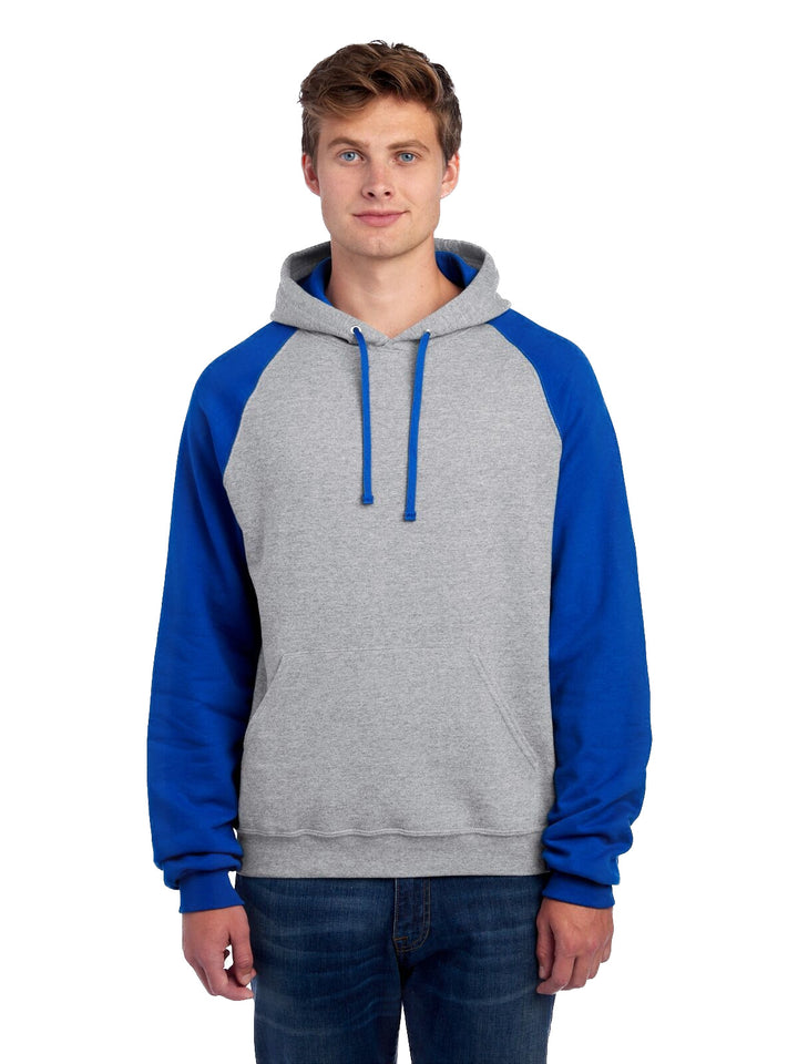 Jerzees 96CR Oxford / Royal color-block hoodie - original front photo