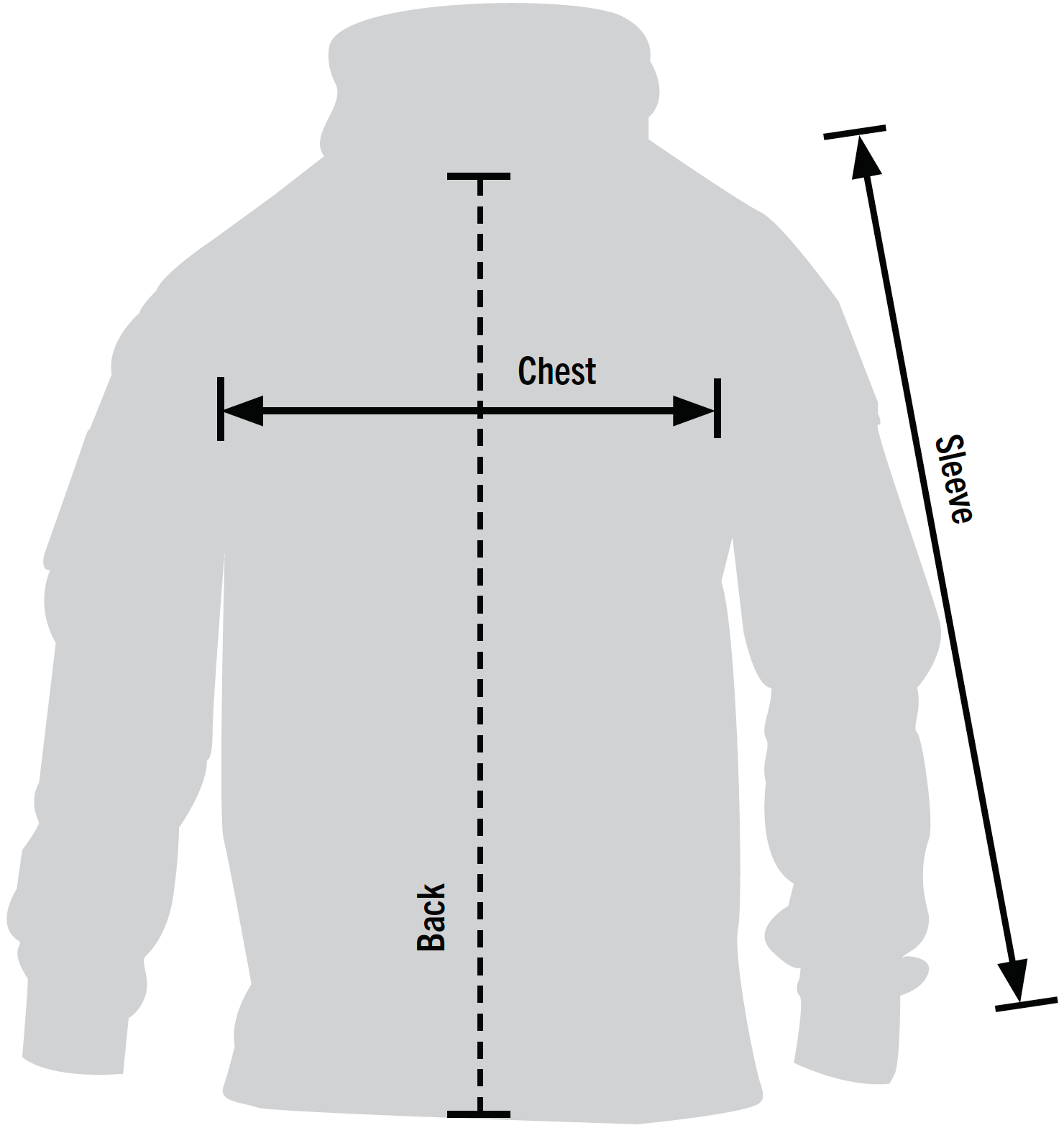 Product size chart or measurement diagram
