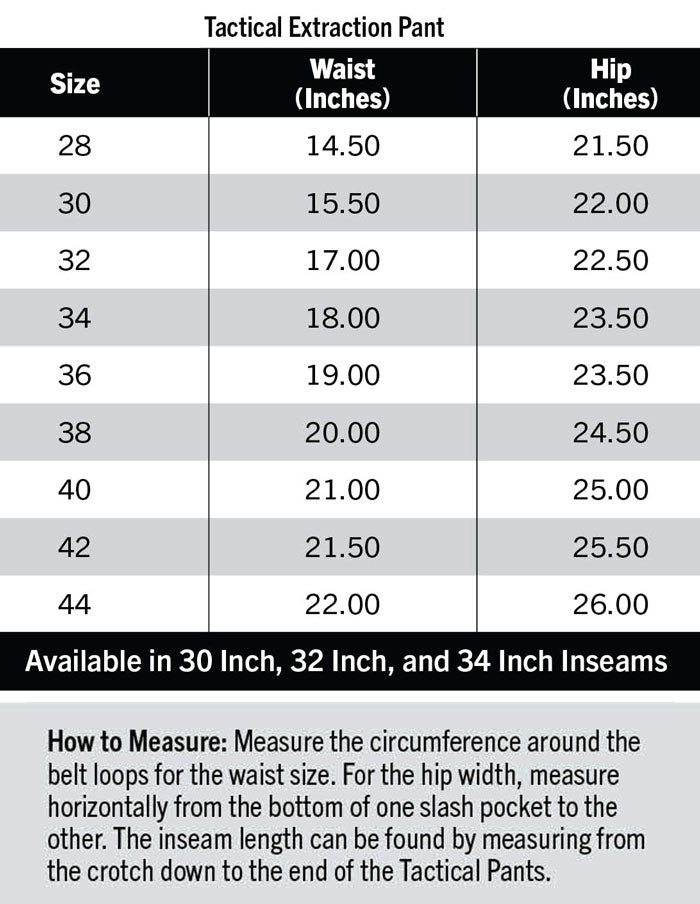 Product size chart or measurement diagram