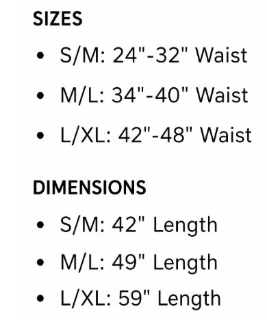 Product size chart or measurement diagram