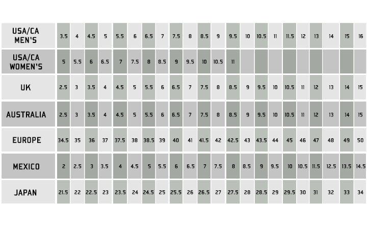 Product size chart or measurement diagram