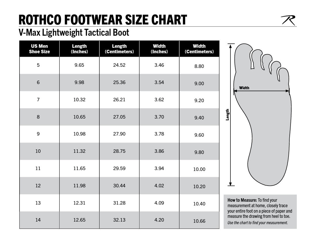 Product size chart or measurement diagram