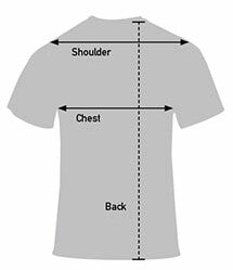 Product size chart or measurement diagram