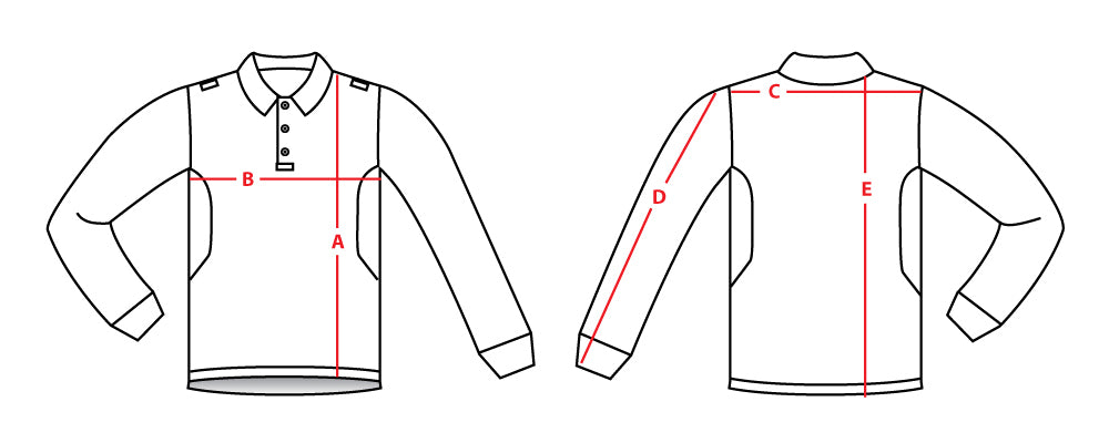 Product size chart or measurement diagram
