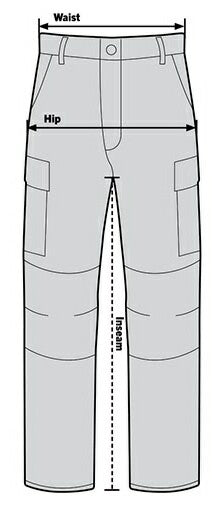 Product size chart or measurement diagram