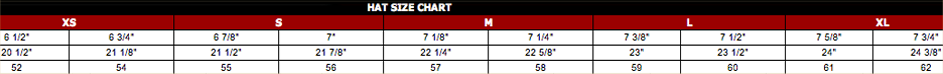 Product size chart or measurement diagram