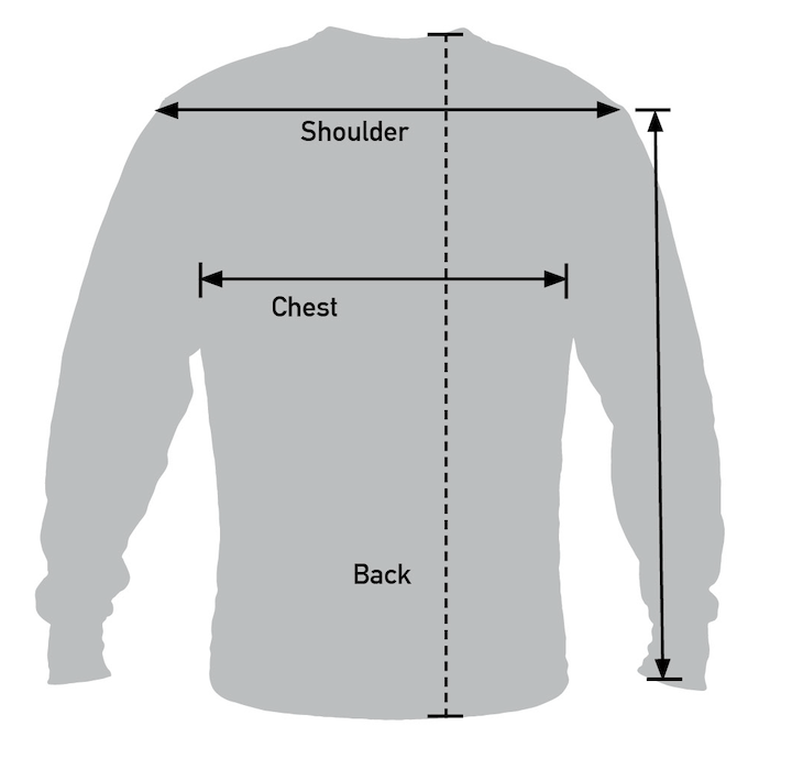 Rothco Long Sleeve T-Shirt Measurement Diagram