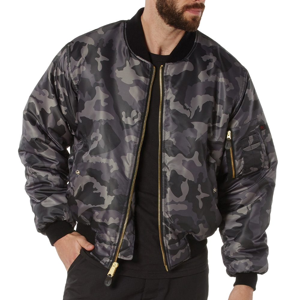 TRANSPORT × MHAK × EACHTIME. MA-1 NAVY Rothco Black Camo MA-1 Flight Jacket 73330