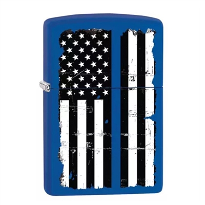 Thin Blue Line American Flag Chrome Zippo Lighter - Thin Blue Line USA